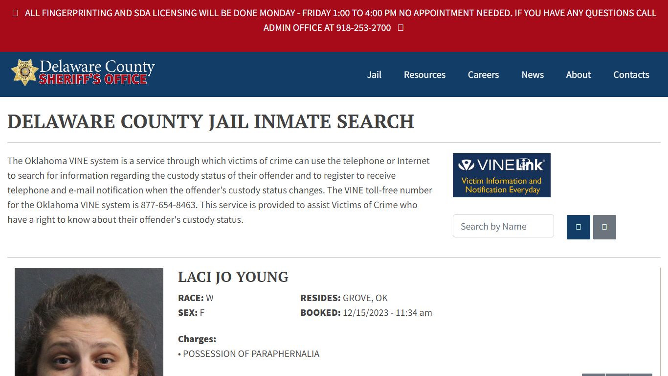 Inmate Search - Delaware County Sheriff's Office